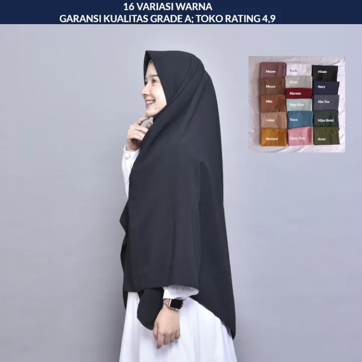 Jilbab Segi Empat Jumbo Syari 140 x 140 Bahan Wolfis Hijab Segi Empat