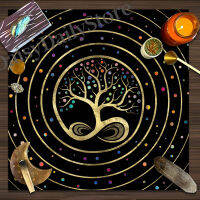 【2023】Life Tree Tarot Altar ผ้าการ์ดเกมกระดานโหราศาสตร์ Oracles Pad ตารางครอบคลุมการ์ด Divination ผ้าปูโต๊ะ Home Decor ของขวัญ