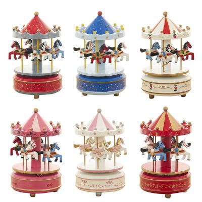 6 Colors Wooden Music Box Toy Child Baby Game Home Decor Carousel horse Music Box Christmas Wedding Birthday Gift