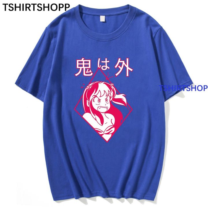 demon-out-good-luck-tshirts-cotton-tee-anime-urusei-yatsura-lamu-men-tshirts-hip-hop-tshirt-clothes
