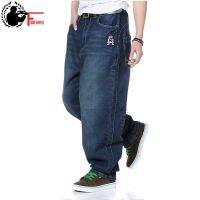 ผู้ชาย Streetwear Baggy Jean หลวมขนาดใหญ่ Y2K Street แฟชั่นกางเกงขากว้างตรงชาย Harem Denim กางเกง Oversize Hip Hop