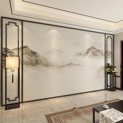 （HOT) ภูมิทัศน์ศิลปะจีนพื้นหลังทีวีวอลล์เปเปอร์ห้องนั่งเล่นหรูหราเบาๆโซฟาห้องนอนผ้าปูผนัง 2022 ภาพจิตรกรรมฝาผนังใหม่