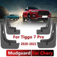 บังโคลนกันแดดป้องกันน้ำกระเด็นสำหรับ Chery Tiggo 7 Pro 2020-2021 4ชิ้นอุปกรณ์ตกแต่งรถยนต์แผ่นบังโคลนด้านหน้าหลัง