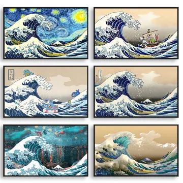 Tapestry Wall Hanging, Great Wave Kanagawa Wall Tapestry with Art