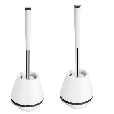 2 Pack Toilet Brush Toilet Bowl Brush Cleaning Supplies Toilet Cleaner Brush and Holder with Silicone Bristles