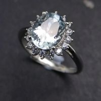 Natural aquamarine ring, 925 silver, simple style, 2.5carat gems, clean quality,