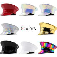 Women Men Patent Leather Military Hat Germany Officer Visor Cap Army Hat Cortical Cap Prom Performance Party Singer Hat