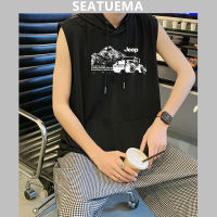 SEATUEMA ชายเสื้อคลุมด้วยผ้าสีทึบแขนสั้นเสื้อกั๊กกระเป๋า O คอบางพอดีผู้ชายยิมเสื้อกีฬาเสื้อยืด