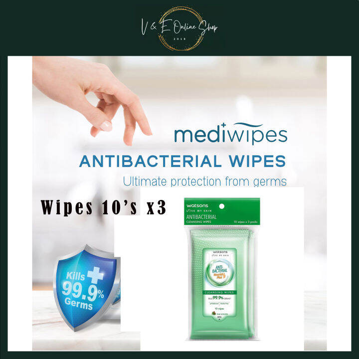 Antibacterial Cleansing Wipes 10S X 3 (Clearance Stock) Lazada
