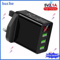 BUCHE จอแสดงผล LED ชาร์จด่วนเร็ว สหราชอาณาจักรสหภาพยุโรปสหรัฐอเมริกาเสียบ พาวเวอร์ซัพพลาย หม้อแปลง USB ที่ชาร์จ อะแดปเตอร์