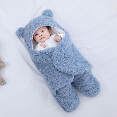 Super Soft Baby Sleeping Bag Fluffy Fleece Newborn Receiving Blanket Warm Infant Boy Girl Clothes Sleeping Nursery Wrap