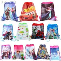 6/12pcs Disney Frozen Spiderman Dinosaur Non-woven Fabrics Kid Favor Travel Pouch Storage Bags Drawstring Bags School Backpack