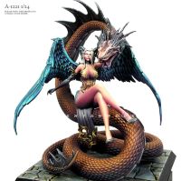 1/24 Resin figure model kits Dragon and Beauty colorless and self-assembled A-1221