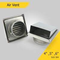 100/125/150mm 304 Stainless Steel Air Vent Grille Square Air Outlet Windproof Rainproof Bathroom 4/5/6 Inch