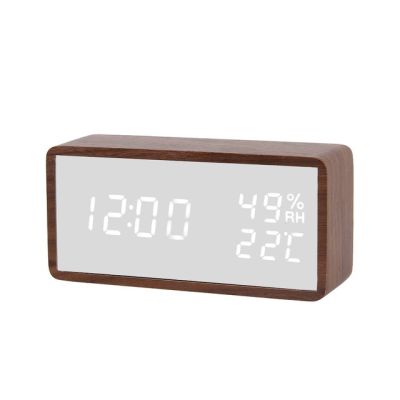 【Worth-Buy】 นาฬิกาไม้ Led กระจกดิจิตอลนาฬิกาปลุกควบคุมด้วยเสียง,หน้าจอแสดงอุณหภูมิแบบเลื่อนแสดง Despertador Deskusb/ Aaa