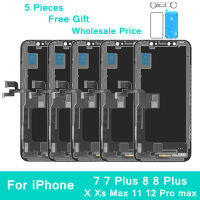 5 PCsLot Skrin Oled Uned 7 8 Plus X Xs 11 12 Pro Max Oled Paparan Skrin จอแอลซีดีสำหรับ IPh XS Max 11 Inci Paparan Skrin