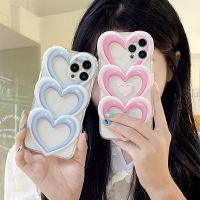 3D Heart Cute Transparent Phone Case for phone 14 14Plus 14Pro 14proMax 13 13pro 13promax 12 12pro 12promax creative heart pink blue model phone case for girls INS style Soft Case 11 11promax 2023 New Design Ins popular high qualit