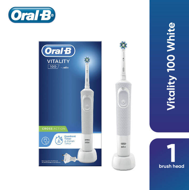 Oral-B D.100.413.1 WH WHITE PRO 100 Crossaction Electric Toothbrush ...