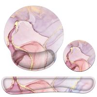 ◎∋ Marble Ergonomic Keyboard Pad Memory Foam Mouse Pad Wrist Rest Non-Slip Coaster Rubber Base Easy Typing