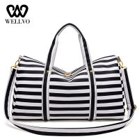 Fashion Carry On Fitness Travel Bag Women Large Capacity Waterproof PVC Duffel Bag Striped Weekend Travelling Handbags XA789WB