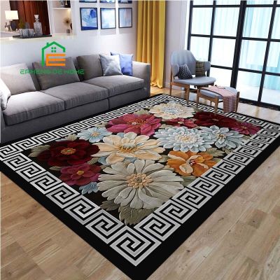 【cw】3D Luxury Flower Pattern Cars for Bedroom Living Room Kitchen Floor Mats Home Decor Non-Slip Motorcycle Floor Rug 14 Sizes ！