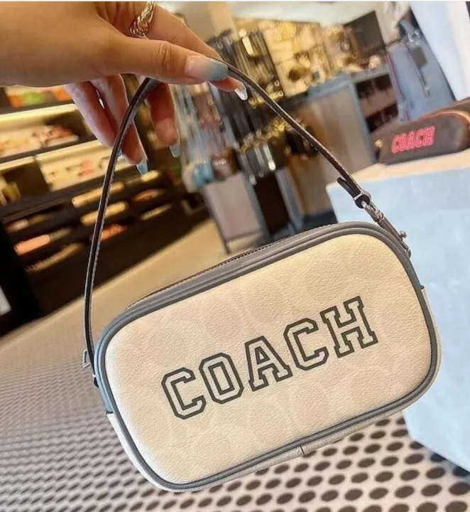 Original Coach Jamie Wristlet In Signature Canvas With Varsity Motif