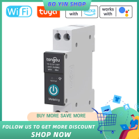 BO YIN Tuya WiFi Intelligent Circuit Breaker รีโมทไร้สายสวิตช์ควบคุม Mobilephone APP Remotes ดู Intelligent Home Circuit Breaker Timing Countdown Loop Timing Modes With Metering Compatible With Alexa Google Home Voice Control