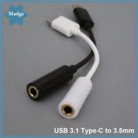 MADGE หูฟังไมโครโฟน ชายกับหญิง USB 3.1 แจ็ค AUX Type-C ถึง 3.5mm อะแดปเตอร์เสียง สายไฟ