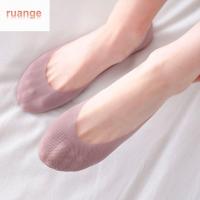 RUANGE สีทึบสั้นสำหรับผู้หญิง,รองเท้าแตะถุงเท้าผ้าฝ้ายถุงเท้าผู้ชายตาข่ายระบายอากาศที่มองไม่เห็น