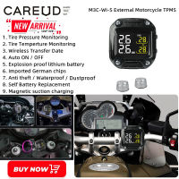 CAREUD M3C-WI-S รถจักรยานยนต์ไร้สาย TPMS จอแสดงผล LCD รถจักรยานยนต์ TPMS พร้อมเซ็นเซอร์ภายนอก 2 ตัวสำหรับ KTM Yamaha Kawasaki Honda Suzuki