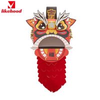 [Likelyhood] ส่วนประกอบ DIY หัว Barongsai Cina 92 × 50 × 49ซม. กระดาษรูปแบบน่ารักเพื่อการศึกษาที่น่าสนใจตกแต่งงานฝีมือตกแต่งด้วยกระดาษรูปแบบการตกแต่งงานฝีมือ