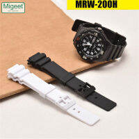 Migeet MRW-200H นาฬิกา Casio ทำจากเรซินสายนาฬิกาข้อมือ18มม. สำหรับบุรุษอุปกรณ์เปลี่ยนนาฬิกากันน้ำสำหรับกีฬาสีขาวดำ