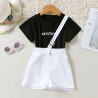 Toddler Kids Baby Girl Clothing Set Short Sleeve Cotton T-shirt Tops High Waist White Shorts Pant 2PCS Outfits Summer Clothes