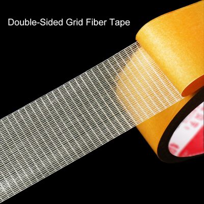 ❈ 1Roll Double-Sided Grid Fiber Adhesive Tape High Viscosity Mesh Fiberglass Transparent Adhesive Tape for Carpet Fixing 5M