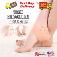 ۩ tqw198 Comfortable Silicone Gel Heel Protective Foot Sleeve Pad Silicon Shoe Kaki Socks Anti Crack Guard Shoes Insoles