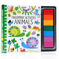 Usborne finger print activities animals spiral binding childrens painting DIY creative art training with color inkpad