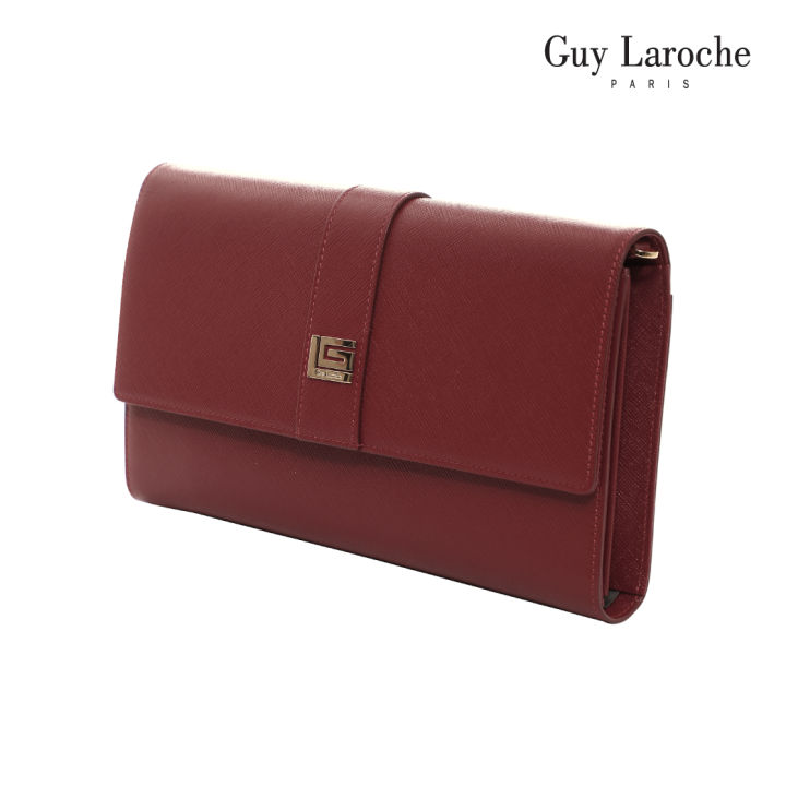 guy-laroche-กระเป๋าสะพายสตรี-รุ่น-classic-iii-สีแดง-หนังอัดลาย