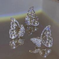 Korean New Fashion Butterfly Earrings For Women Punk Rhinestone Style Cute Girl Zircon Stud Earrings Kpop Jewelry 2023 Wholesale