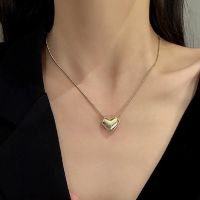 Efenji New Fashion Gold Color Heart Shape Necklace For Women Vintage Metal Style Geometric Chain Necklace Girl Fine Accessory