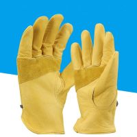 hotx【DT】 1 Cowhide Cycling Gloves Leather Shield Soft Sensitive Guards Welding Accessoris Driving