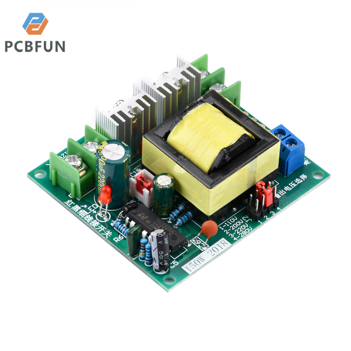 pcbfun-หม้อแปลงไฟฟ้าอินเวอร์เตอร์150w-หม้อแปลงไฟฟ้ากระแสตรง12v-24v-เพื่อเพิ่มกำลังให้110v220v-แผงโมดูลอินเวอร์เตอร์