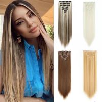 Long Clip In Hair Extensions 7Pcs/Set 16 Clips Straight Hair Pieces Full Head Synthetic Fake Hair for Women Natural Blonde Red