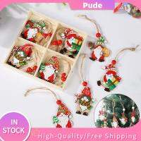 PUDE 12pcs/box พวกโนมส์ จี้คริสมาสต์ ของขวัญสำหรับเด็ก ดีไอวาย เครื่องประดับแบบห้อย อุปกรณ์สำหรับงานรื่นเริง งานหัตถกรรมไม้ ของตกแต่งงานปาร์ตี้ ปาร์ตี้สุขสันต์วันคริสต์มาส