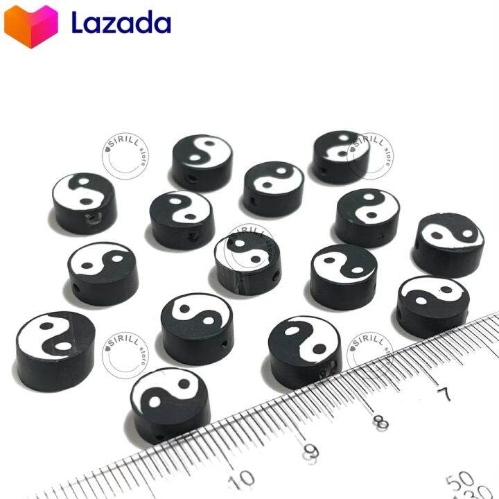 ลูกปัดหยินหยาง-yin-yang-polymer-beads-ลูกปัดดินโพลิเมอร์-ลูกปัดขาวดำ