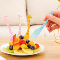 yizhuoliang Nxvkra shop 12pcs set Cartoon Giraffe Shape Food Picks Fruit Snack Toothpick Desert Forks