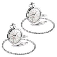 2X Pocket Watch, Metal Strap, Silver