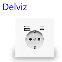 Delviz Wall USB Power Socket  Many New style Panel  Bedroom socket AC 110V-250V 16A Wall Embedded  Double usb EU Standard Outlet