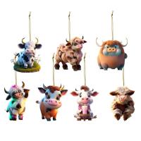 Christmas Tree Decorations Hangings Hangings Ornaments Decorative Pendants Car Rearview Mirror Accessories 7Pcs/Set Cartoon Cow Decorations Window Hangings for Christmas Party Supplies fit
