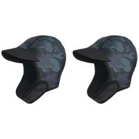 2X 2MM Neoprene Surf Beanie Swim Cap with Chin Strap Adjustable Quick-Drying Diving Cap for Swimming Surfing