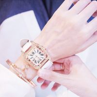 【Ready Stock】COD women celet watch set with diamond Diamond watch casual leather sports quartz watch Jam Tangan Wanita